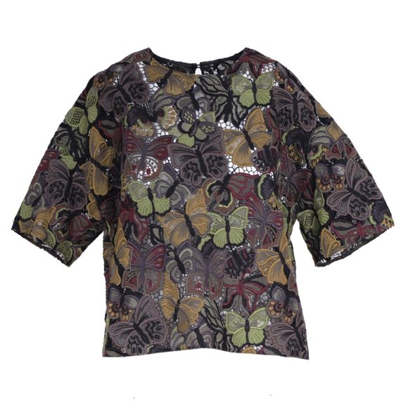 Valentino Cropped Butterfly Lace Shirt US 6 - Picture 1 of 11